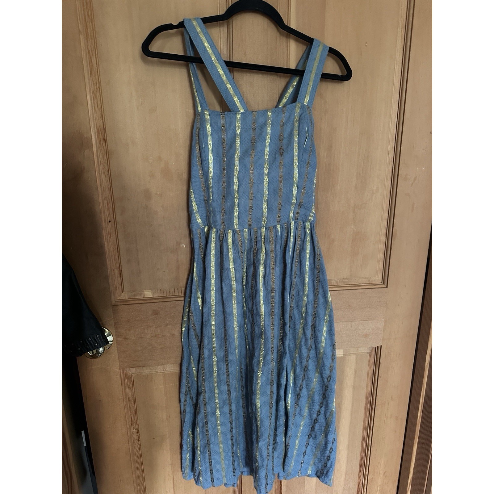Ace & Jig Women's Striped Midi Dress Textured Dress Tie Back Size Small